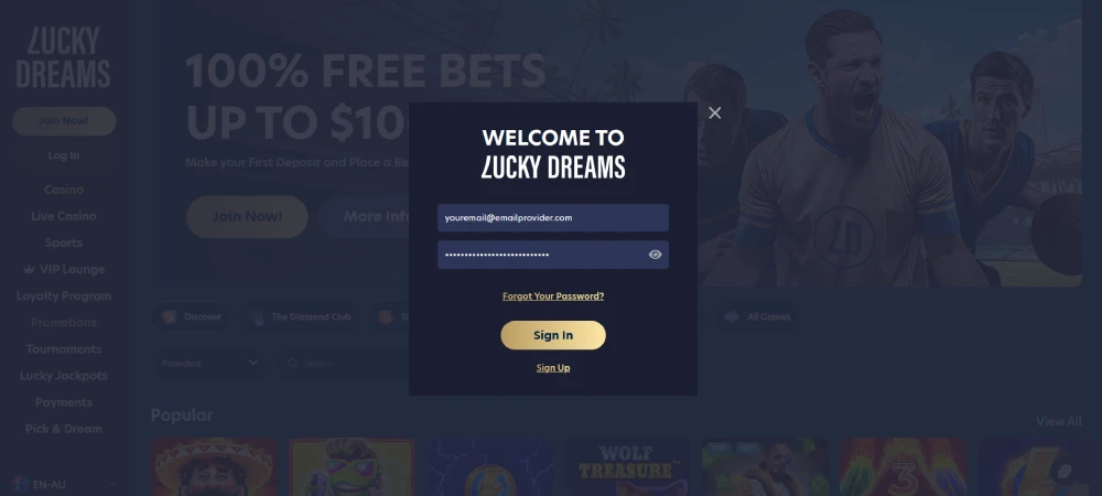 LuckyDreams Login